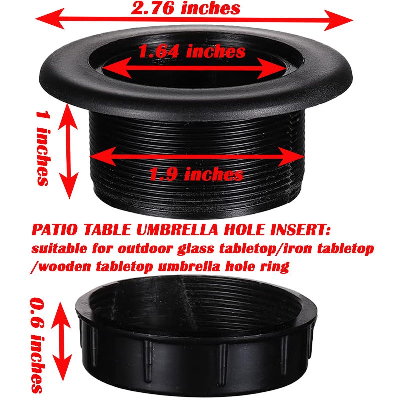 UpinFun Patio Table Umbrella Hole Ring Plug Cap Set for Outdoor Parasol Table Hole Cover Insert Pole Replacement Stabilizer Parts Black - Image 3
